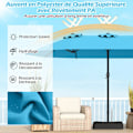 Miniatyrbillede 2 af 6: Parasol Dobbelt til Have 470x285cm Firkantet -COSTWAY- Inkluderer Basis og 2 Sandsække-12 Robuste Stænger-Terrasse-Tyrkis Turkos