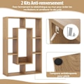 Miniatyrbillede 5 af 6: COSTWAY Geometrisk Bibliotek med 7 Kubes - Skridsikre Fødder, Anti-Tip Enhed, Opbevaringshylde - Naturlig