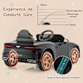 Miniatyrbillede 4 af 4: Bentley elbil 12V/7AH til børn 3-8 år - 2,4G fjernbetjening - LED & musik - Langsom start - Sort