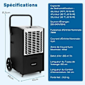 Miniatyrbillede 6 af 6: Professionel Affugter 66L/Dag COSTWAY-Zone Max 418 m²-2 Hastigheder Ventilator-Timer 24 T-Bælg-Vandafløbslange-Hvid Vit