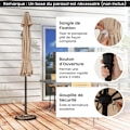 Miniatyrbillede 5 af 6: Parasol Déporté 35°270 CM - COSTWAY - UV Beskyttelse 30+ Knap-tilt - 8 Spiler til Have Patio, Strand Brun