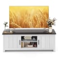 Miniatyrbillede 1 af 4: COSTWAY 60" tv-stativ med 4 rum 2 døre 2 kabelstyringshuller, til stue, soveværelse, 145 x 39,5 x 49,5 cm, brun