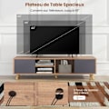 Miniatyrbillede 3 af 4: TV stativ til 65" TV COSTWAY med 3 rum 2 døre, 3 kabelføringshuller, til stue, soveværelse, 152 x 40 x 40 cm Grå