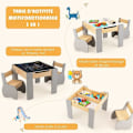 Miniatyrbillede 2 af 4: COSTWAY 3 i 1 bord og 2 stole sæt til børn, 2 sidet bord (sort og hvid) med piger træopbevaringsfunktion Flerfärgad