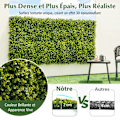 Miniatyrbillede 4 af 6: COSTWAY Privacy Hedge 12 kunstgræs vægpaneler 50 x 50 cm, Eucalyptus med buet tekstureret overflade og tykkelse på