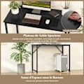 Miniatyrbild 3 av 4: COSTWAY Enkelt datorbord med robust metallram, justerbart fotstöd, 100 x 50 x 77 cm, max 91 kg, svart Svart