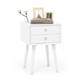 Miniatyrbillede 1 af 4: COSTWAY sengebord med 2 skuffer, sidebord til stue, soveværelse, kontor, 40 x 40 x 59,5 cm, Hvid Vit