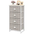 Miniatyrbillede 1 af 4: COSTWAY kommode med 4 stofskuffer, med metalramme, folde, til soveværelse, entré, stue, gang, 45 x 30 x 94 cm, Grå Grå
