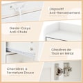 Miniatyrbild 5 av 6: COSTWAY Sminkbord med 3-färgs LED-spegel, laddstation, justerbar ljusstyrka, 5 lådor, skåp med justerbara hyllor Vit