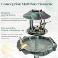 Miniatyrbillede 2 af 4: COSTWAY Fritstående solar fuglefoder, påfyldningsstander, fuglebadekar med 2 solpaneler og plantekasse, bronze