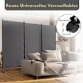 Miniatyrbillede 3 af 4: Caster Screen - COSTWAY - 3 foldbare paneler - 262 x 180 CM - Grå Grå