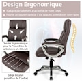 Miniatyrbild 3 av 4: COSTWAY Ergonomisk kontorsstol i PU-läder, justerbar sitthöjd 47-57cm, max 160 kg, brun kastanj
