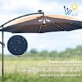 Miniatyrbillede 5 af 6: Parasol aflastet 3M 40 LED - COSTWAY - Krydsbase sandsæk - Polyesterstof UV 20+ Blå - Solpanel 6 Timer Blå