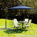 Miniatyrbillede 4 af 6: Parasol Déporté φ300 x 245cm - COSTWAY - med 32 LED - Krydsbase - Vinkeljustering - Knage - 360° Rotation - Marine