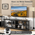 Pikkukuva 3 / 4: COSTWAY Kulma-TV-teline - 140 x 39 x 48 cm - Latausasema - 65 tuuman TV - 4 avointa lokeroa - Metallikehys - Musta