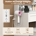 Miniatyrbillede 4 af 6: COSTWAY Sæt med Smykkebord og Skammel, LED Spejl med 3 Farver, Opladestation, Smykkeskab og 3 Skuffer, Ideel Gave Vit