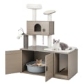 Pikkukuva 1 / 4: COSTWAY Cat Tree 132cm - 2-ovinen kissan wc-talo - Irrotettava tyyny, raapimispylväs, asunto, ahven