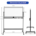 Miniatyrbild 4 av 4: COSTWAY Magnetisk Whiteboard 120x60cm Dubbelsidig Vändbar 360° Mobil 2 Höjd Torrradering 12 Magneter 6 Markörer Svart