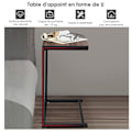 Miniatyrbillede 3 af 4: COSTWAY U-formet stue kaffesofa endebord - industriel stil MDF træ og metal 55x35x65CM Mörk bok