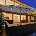 Miniatyrbillede 1 af 6: Dobbelt XXL Haveparasol 48 LED - COSTWAY - 470 x 280 x 246 cm - Base og Sandpose - Solpanel - Rektangulær Grå