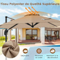 Miniatyrbillede 3 af 6: COSTWAY Parasoll Med Offset 294x247cm - 360° Rotation - 5 Justerbare Vinkler - Krydsbase - UV-Beskyttelse til Have - Beige