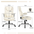 Miniatyrbillede 4 af 4: COSTWAY Ergonomisk drejelig kontorstol i PU-læder, justerbar sædehøjde 49-59 cm, max 160 kg, moderne Vit
