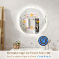 Miniatyrbild 5 av 6: COSTWAY 60 x 60 cm Rund badrumsspegel, 3 färger, Minnesfunktion, Touch Switch, Anti-Imma funktion Pengar
