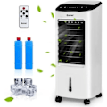 Miniatyrbillede 1 af 6: COSTWAY mobilt klimaanlæg 7L 4 i 1-luftkøler-65W fjernbetjening-7,5H timer-3 tilstande/hastigheder-LED-skærm-27x30x74 cm Vit