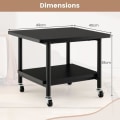 Miniatyrbillede 4 af 4: COSTWAY printerstativ på hjul - 2 niveauer i træ og metal, låsbare hjul 49 x 40 x 38 cm (L x B x H) Sort