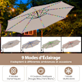 Miniatyrbillede 3 af 6: Parasol Deporter 3M med Base 96 LEDs - COSTWAY - Solbeskyttelse - Tipping Rotation 360° - 2 Sandposer - 8 Stænger Beige