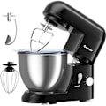 Miniatyrbillede 1 af 4: COSTWAY elektrisk standmixer med skål i rustfrit stål 4L 1300W ved 6 justerbare hastigheder med piskeris, piskeris, krog sort