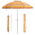 Miniatyrbillede 1 af 4: COSTWAY Justerbar Sammenklappelig Strandparasol Ø198 CM UV 50+ Beskyttelse med Trykknap Transporttaske til Patio Pool Gul Gul