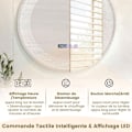 Miniatyrbillede 4 af 6: COSTWAY Ø 60 cm Badeværelsesspejl med Mønster - LED, Anti-dug, 3 farver, Hukommelsesfunktion, Tid/Temperatur Display, IP44