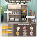 Miniatyrbillede 3 af 4: COSTWAY Buffet i Køkken Skab Opbevaringsmøbel med 1 Skuffe og 3 Døre i MDF 90 x 29 x 82 CM (L x B x H) Naturlig Kommode