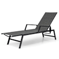 Miniatyrbillede 1 af 4: COSTWAY Justerbar Chaiselong i Rattan og Vævet PE, Rygstøtte med 5 Positioner, Justerbar Stol til Patio, Terrasse, Have Rottingfärg: Brun | Ramfärg: Svart