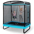 Miniatyrbillede 1 af 6: COSTWAY Trampolin til børn Rektangulær 190x122cm 3 i 1 med gynge, vandret stang-40 galvaniserede fjedre 100 kg-blå svart och blått