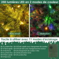 Miniatyrbillede 2 af 4: COSTWAY juletræ 150 cm Forbelyst 250 flerfarvede/varmhvide LED-lys, 11 lystilstande 844 grene i PVC og PE
