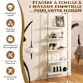 Miniatyrbillede 2 af 6: COSTWAY Væghylde med 5 niveauer 60 x 30 x 180 CM, Stige Bibliotek med Skridsikre Fødder og Struktur i Guld Stål