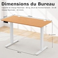 Miniatyrbillede 4 af 4: COSTWAY elektrisk sidde-stå skrivebord 120x60x73-122cm, med kontrolpanel, hukommelsesfunktion, hængekroge, naturlig Naturlig