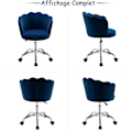 Miniatyrbillede 2 af 4: Velvet Swivel Kørestol - COSTWAY - Kronbladsform - Justerbar Højde - Blå Blå