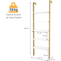 Miniatyrbillede 4 af 4: COSTWAY Modern 5-lags opbevaringshylde, 61 x 30 x 183 CM, stigestil hylde til stue, soveværelse, kontorguld gyllene