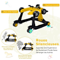Miniatyrbild 4 av 6: COSTWAY Foldable Musical Baby Walker 4 in 1 push bilutseende Justerbar höjd och hastighet med lätt ratt Gul gult och svart