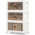 Miniatyrbillede 1 af 6: COSTWAY plastopbevaringsboks 105L, 3 foldbare opbevaringsbokse med 4 hjul og låg, til soveværelse, stue, køkken vit och brun
