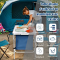 Miniatyrbild 2 av 4: COSTWAY Fällbord för Camping med 2 Förvaringsfack Blå Höjdjusterbart Kompakt Trädgårdsbord för Picknick Blå