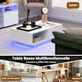 Miniatyrbillede 6 af 6: COSTWAY Sofabord - LED Lys 20 Farver - 95 x 55 x 31 CM - LED Sofabord med Stort Skuffe og Rum - Hvid Vit