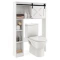 Pikkukuva 1 / 4: COSTWAY WC-hylly, kylpyhuonekalusteet, 3 hyllyä ja 2 kaappia, siirrettävä kaapin ovi, 84 x 17 x 128 cm, valkoinen Vit