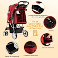 Pikkukuva 3 / 6: COSTWAY kokoontaitettava Pet Buggy -rattaat, 4 pyörää, 15 kg:n kissa-/koiravaunu, jossa on mukiteline ja säilytyskori, punainen