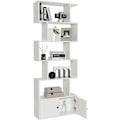 Miniatyrbillede 1 af 6: COSTWAY 6-trins bogreol med 2 døre - 70 x 23 x 183 CM - S-form træopbevaringshylde - moderne stil - hvid
