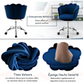 Miniatyrbillede 4 af 4: Velvet Swivel Kørestol - COSTWAY - Kronbladsform - Justerbar Højde - Blå Blå