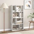 Miniatyrbillede 1 af 4: COSTWAY Geometrisk reol med 4 niveauer, H 120 cm, åbne opbevaringshylder med 8 rum, til kontor i stue soveværelse, hvid Vit